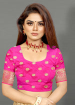 Pink and Green color banarasi silk saree - Joshindia