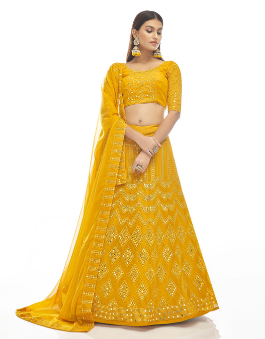 Trendy Yellow Color lehenga choli For Haldi  Buy Now
