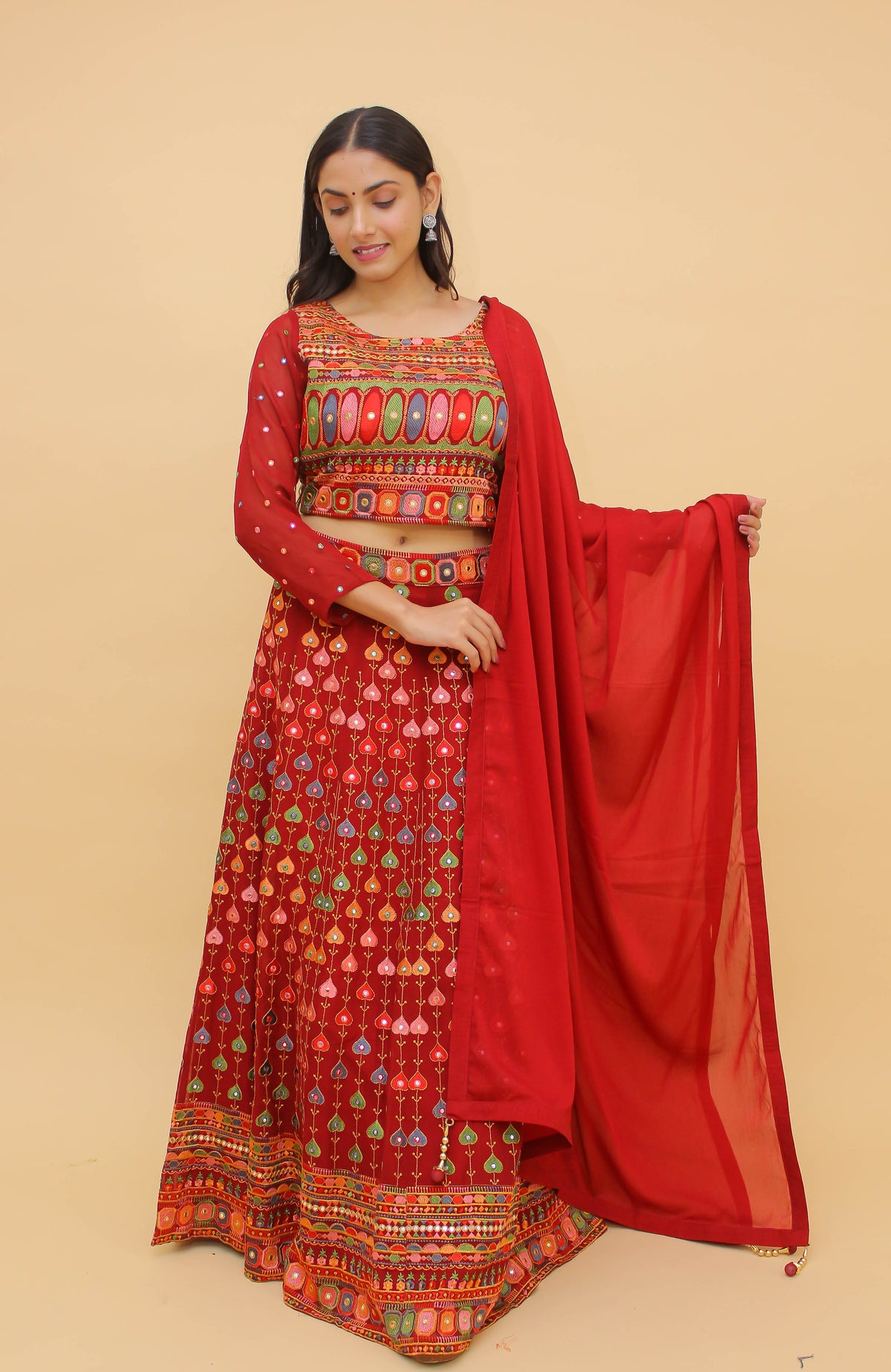 Amazing Red Color Georgette Lehenga Choli - Joshindia