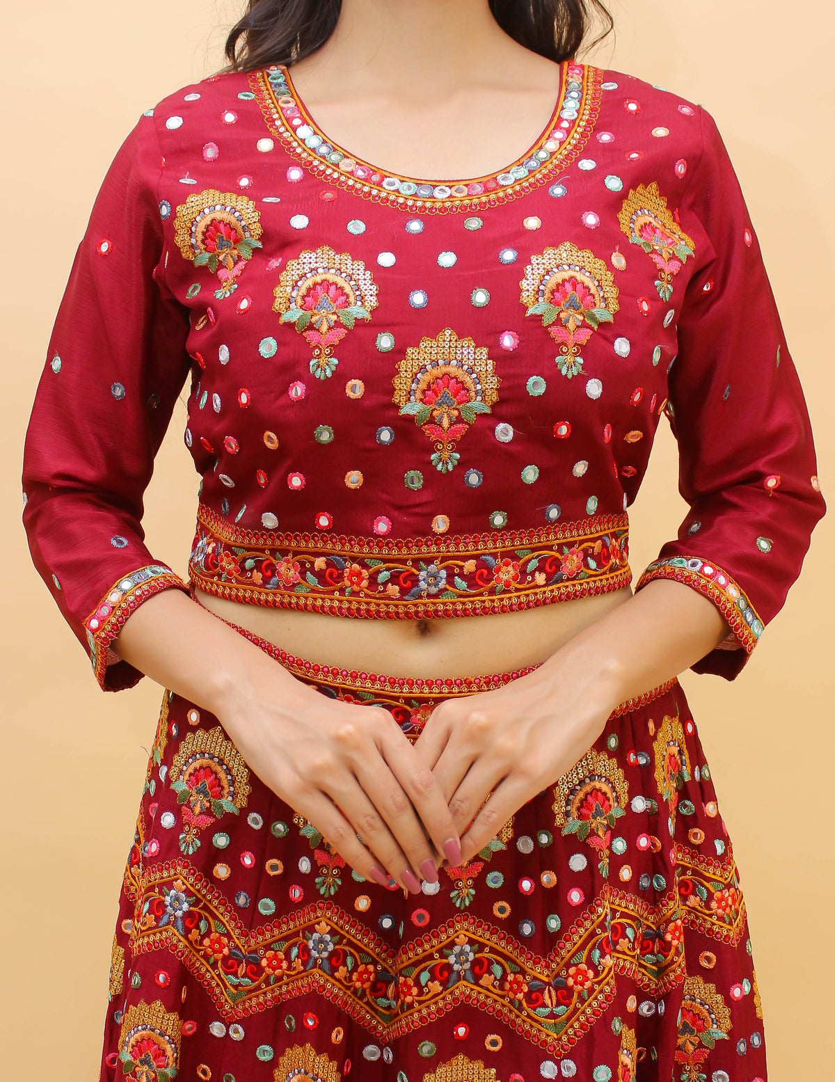 Maroon Color Chinon Lehenga Choli At Affordable Price - Joshindia