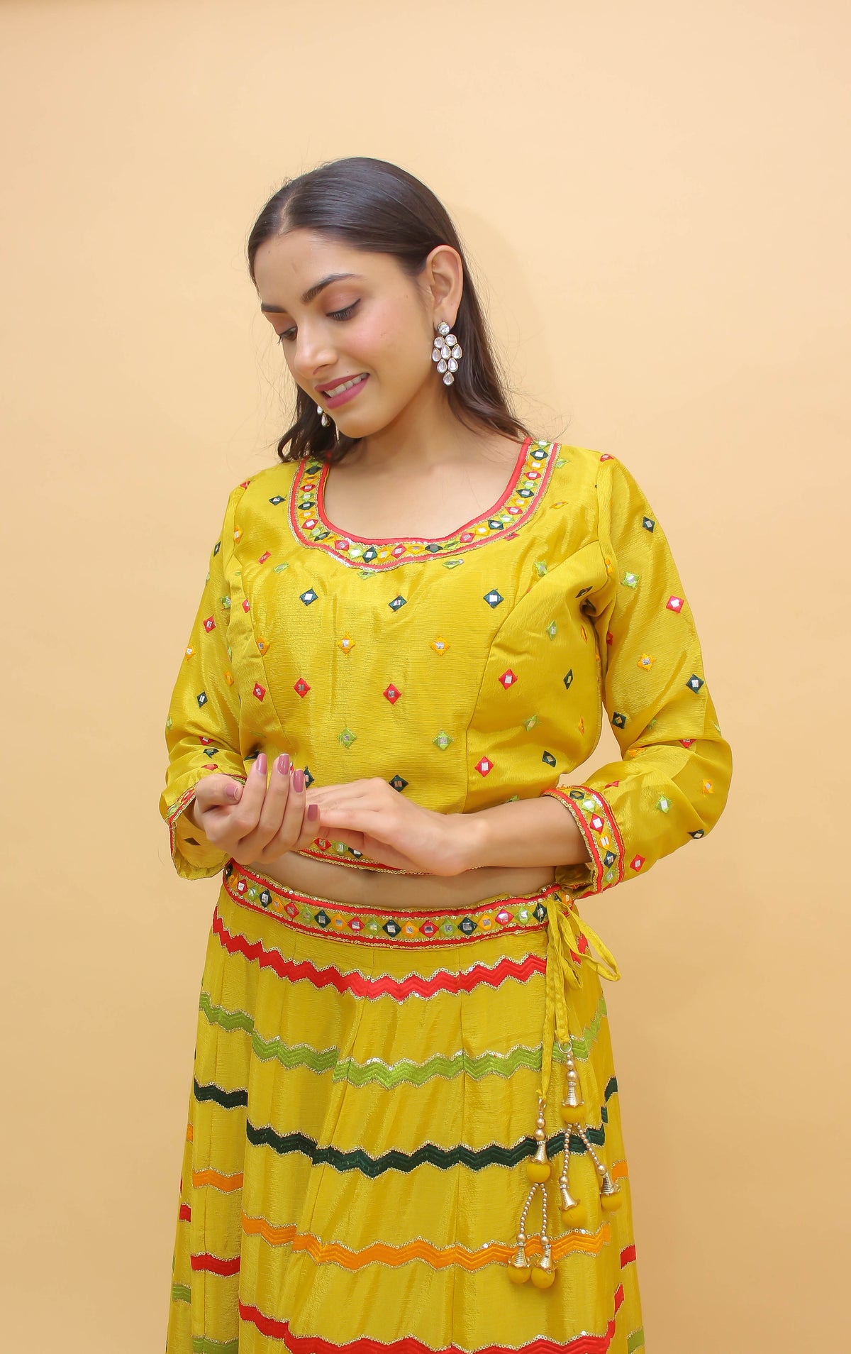 Masturd Color Chinon Lehenga Choli With Chinon Dupatta - Joshindia