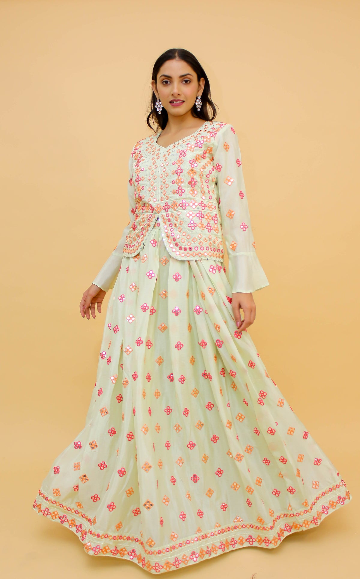 Stylish Pista Green Chinon Lehenga Choli - Joshindia