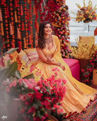 Amazing Yellow Color Lehenga Choli For Haldi Look At Affordable Price - Joshindia