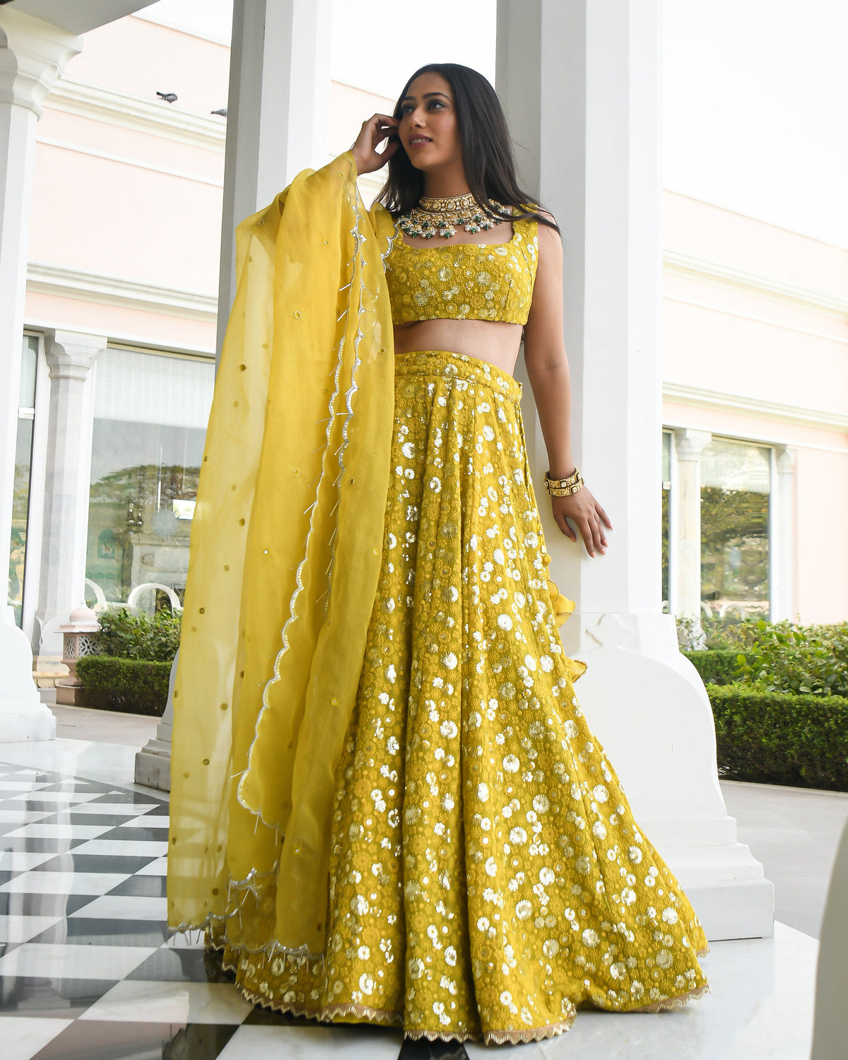 Yellow Color Georgette designer lehenga choli - Joshindia