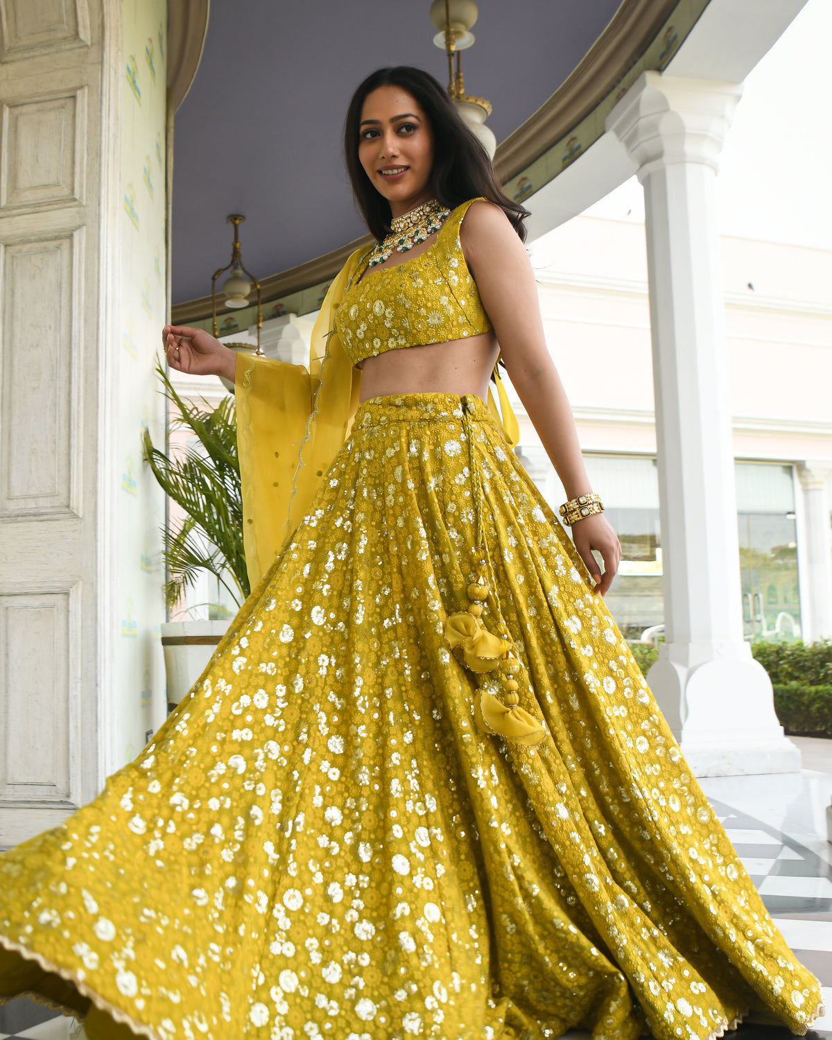 Yellow Color Georgette designer lehenga choli - Joshindia