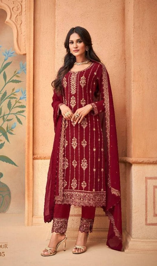 Trending wine colour  pakistani suit at affordable price