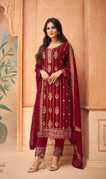 Trending wine colourpakistani suit at affordable price - Joshindia