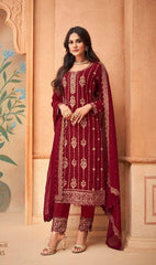 Trending wine colour  pakistani suit at affordable price - Joshindia