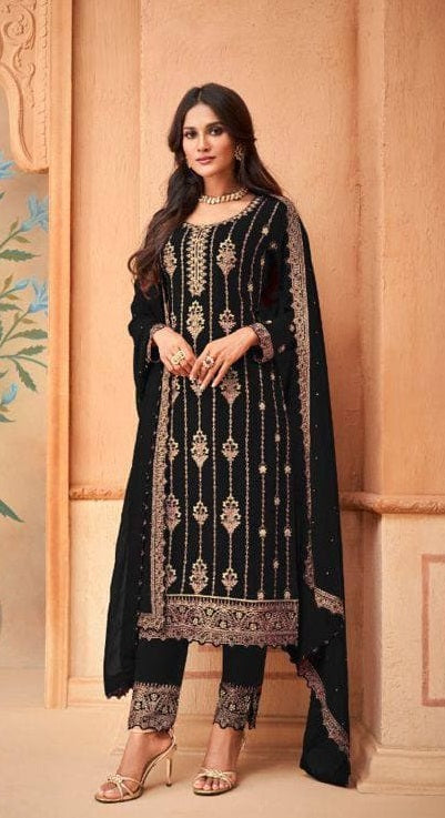 Trending Black colourpakistani suit at affordable price - Joshindia