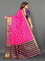 Blue and Pink color banarasi silk saree - Joshindia