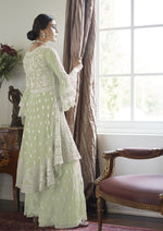 green color georgette satin sharara style suit - Joshindia
