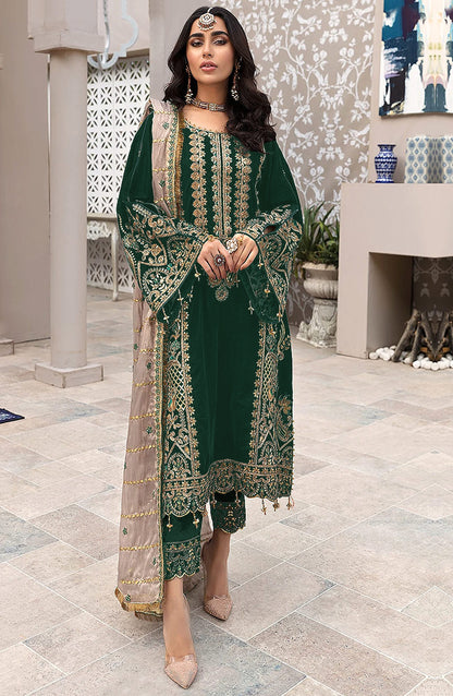 Green Heavy Fox Georgette with Heavy Embroidery Work Pakistani salwar suit