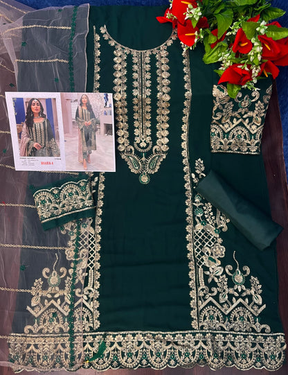 Green Heavy Fox Georgette with Heavy Embroidery Work Pakistani salwar suit