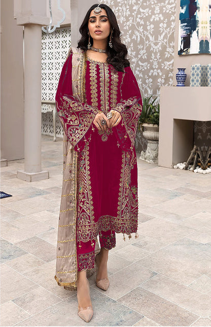 Pink Heavy Fox Georgette with Heavy Embroidery Work Pakistani salwar suit