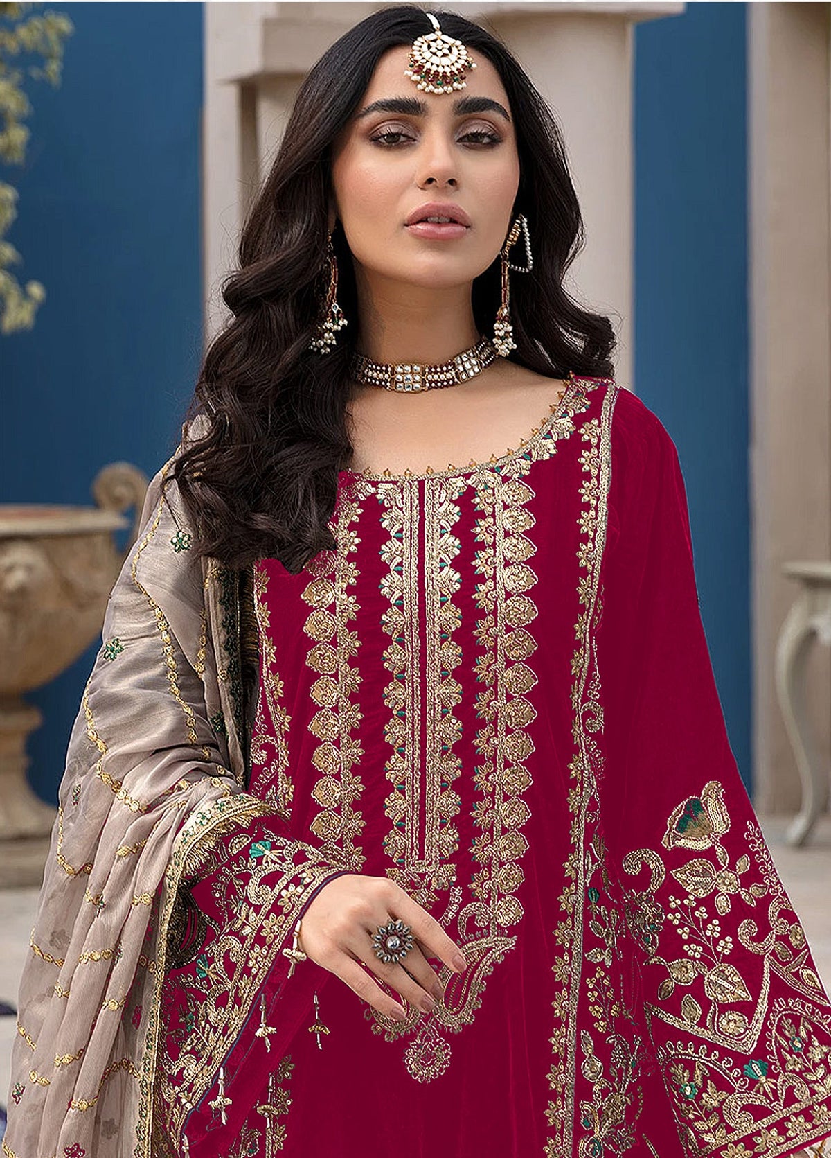 Pink Heavy Fox Georgette with Heavy Embroidery Work Pakistani salwar suit - Joshindia