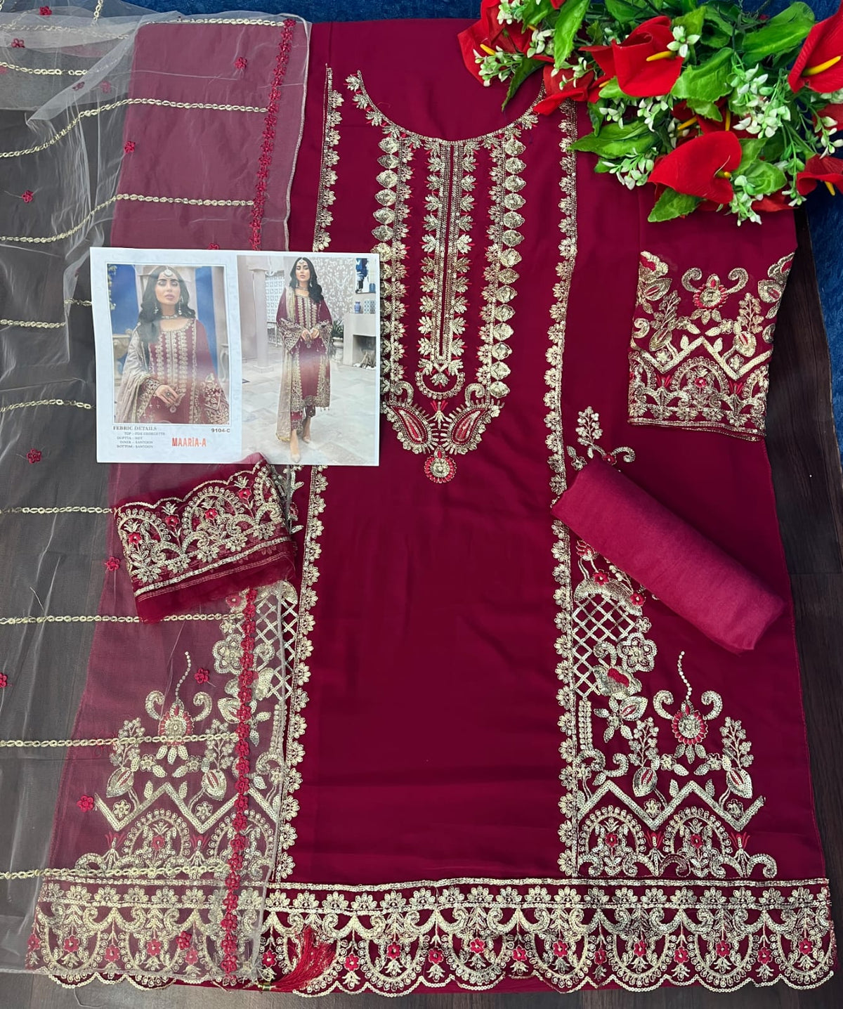 Pink Heavy Fox Georgette with Heavy Embroidery Work Pakistani salwar suit - Joshindia