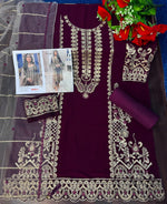 Purple Heavy Fox Georgette with Heavy Embroidery Work Pakistani salwar suit - Joshindia