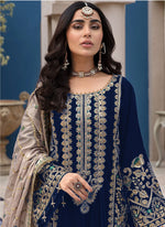 Nevy Blue Heavy Fox Georgette with Heavy Embroidery Work Pakistani salwar suit - Joshindia