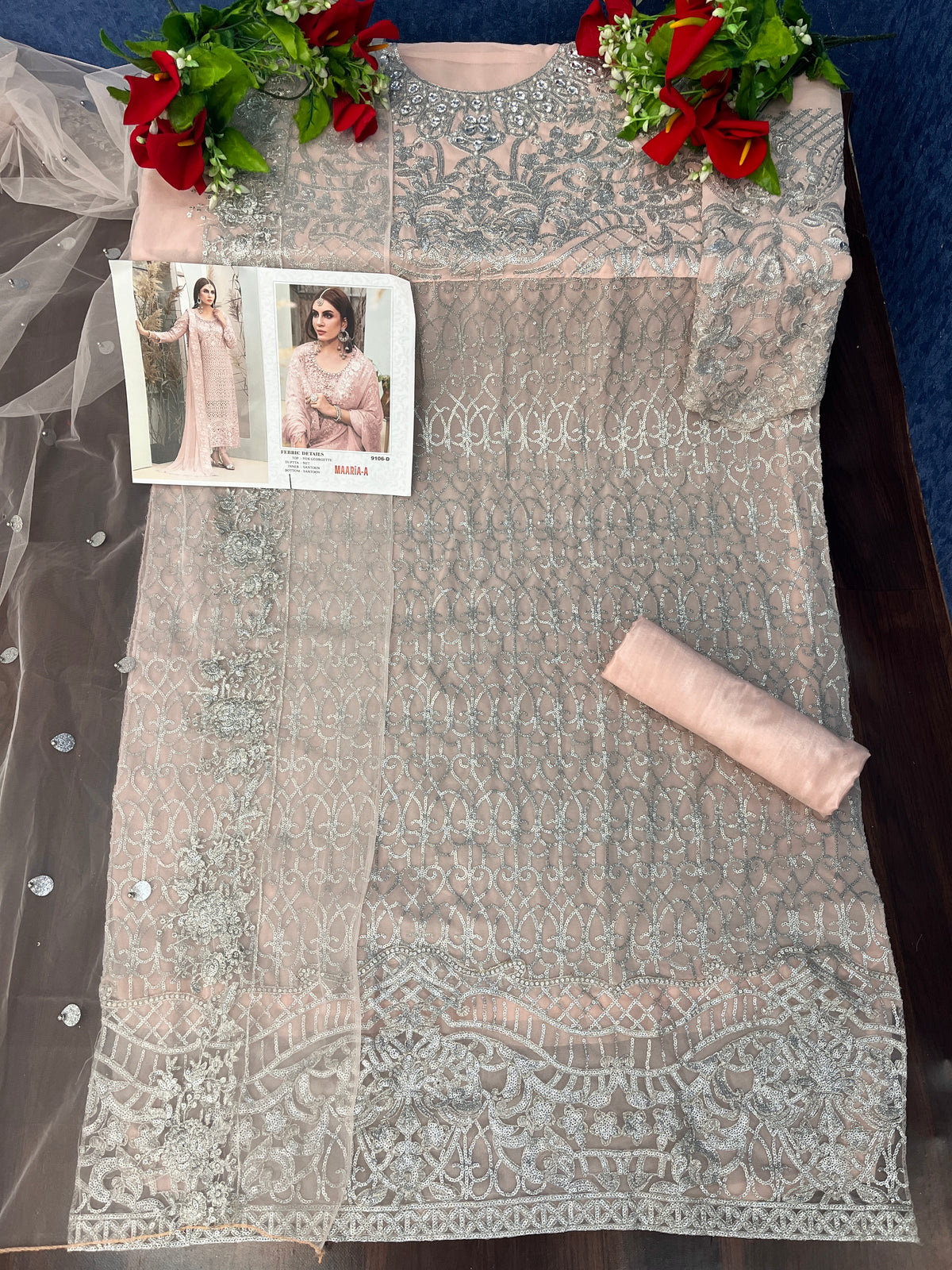 Peach Heavy Fox Georgette With Hevey Embroidery Work Pakistani style Salwar Suit - Joshindia