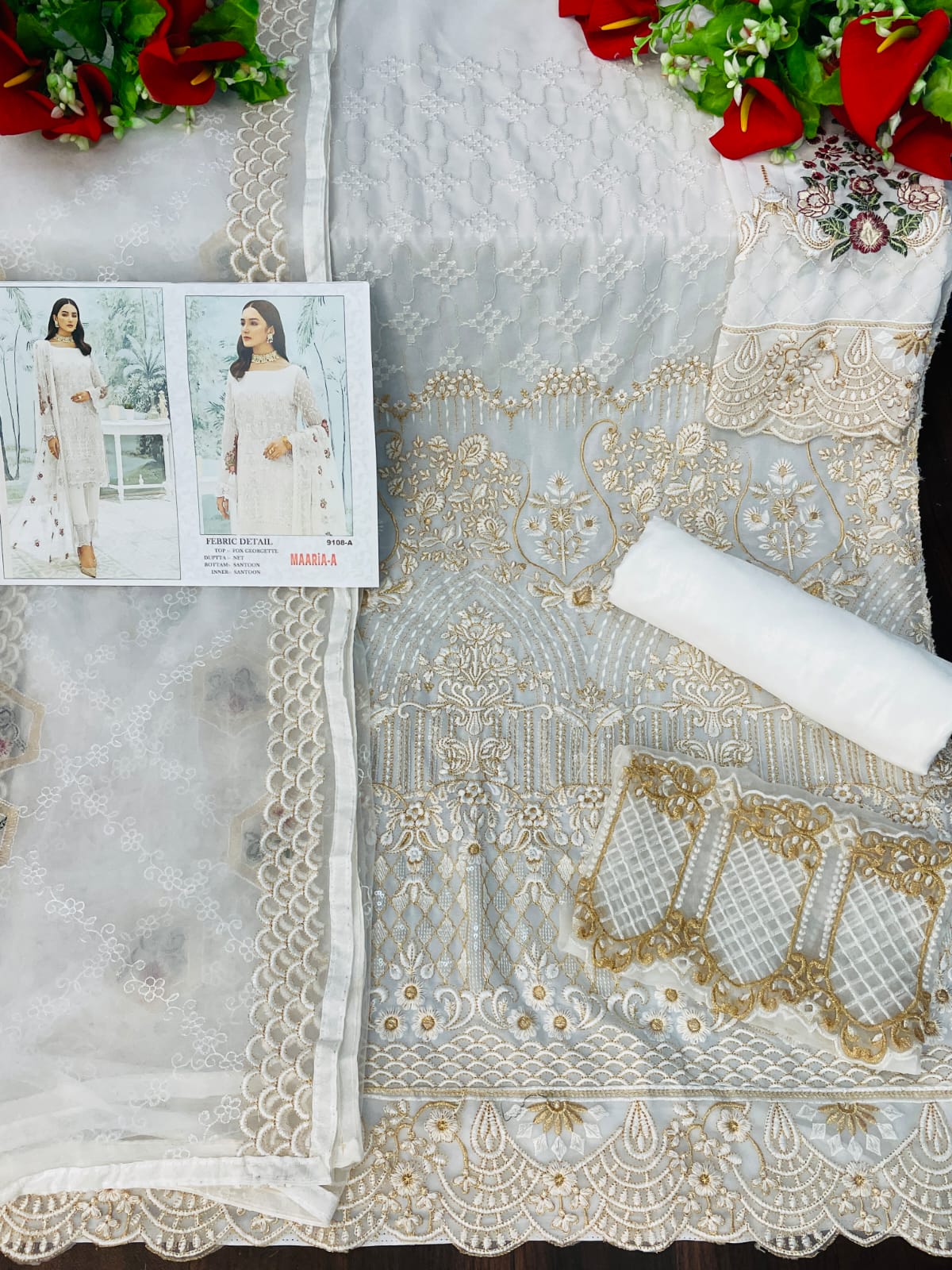 White Heavy Fox Georgette With Sequence Salwar Suit - Joshindia