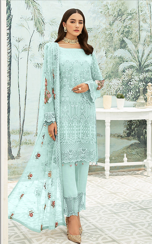 Sky Blue Heavy Fox Georgette With Sequence Salwar Suit