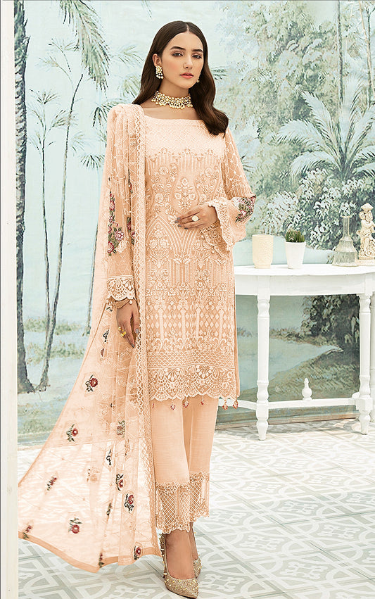 Peach Heavy Fox Georgette With Sequence Salwar Suit