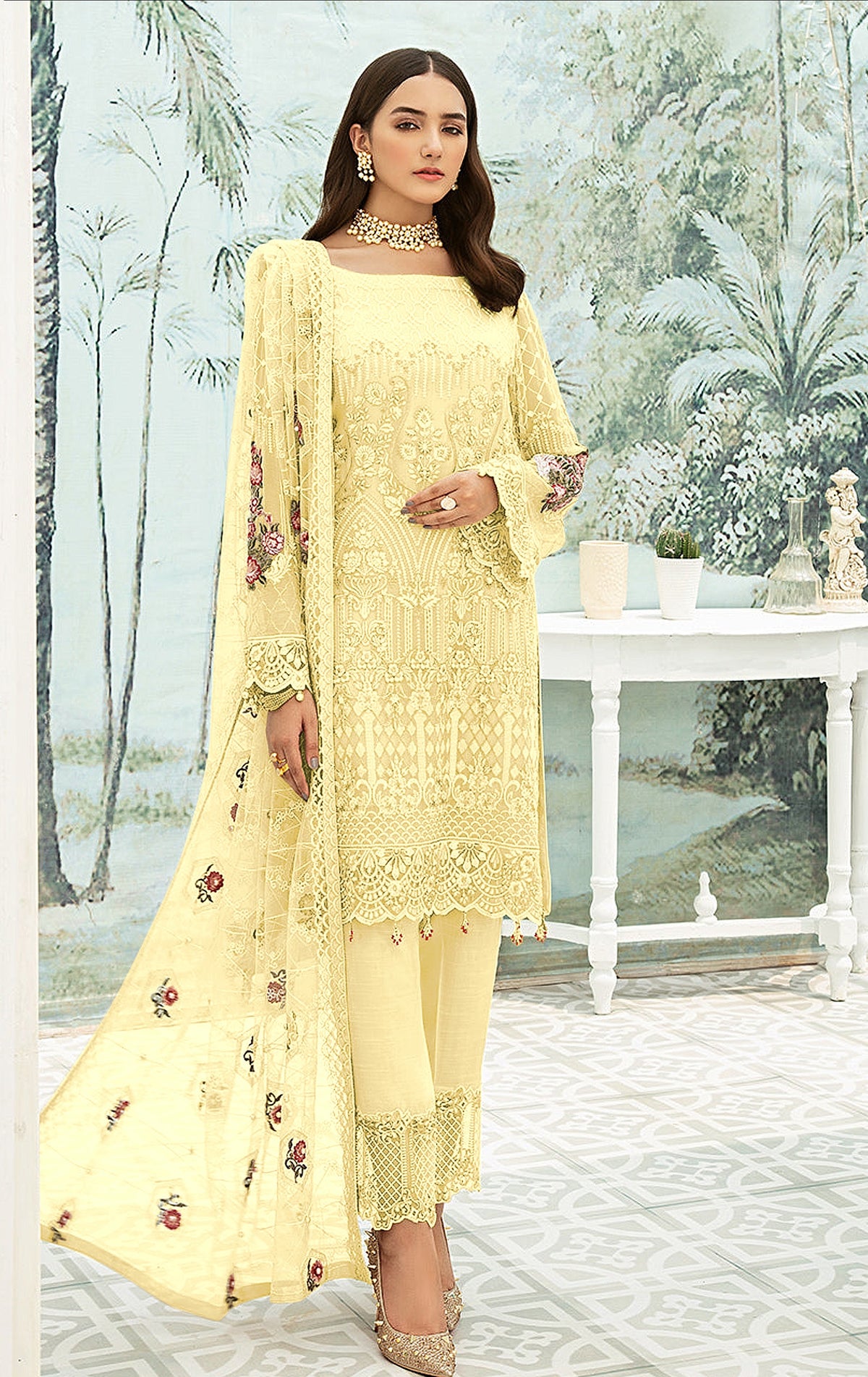 Yellow Heavy Fox Georgette With Sequence Salwar Suit - Joshindia