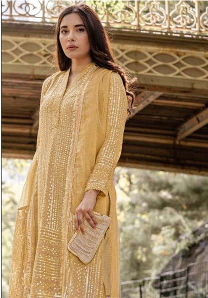 Yellow Georgette with Sequence Salwar Suit
