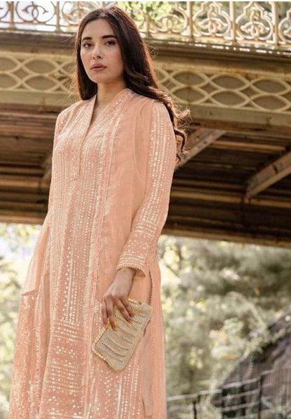Peach Georgette with Sequence Salwar Suit
