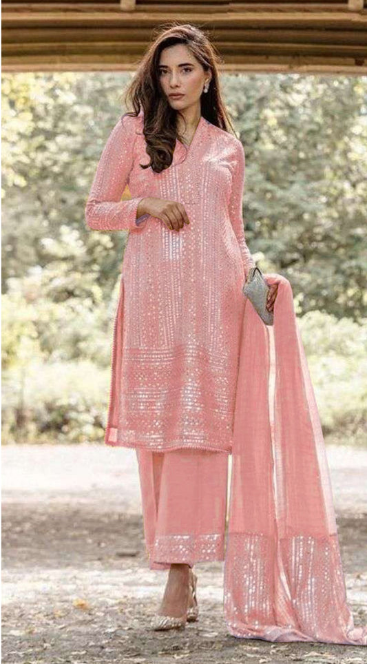 Pink Georgette with Sequence Salwar Suit