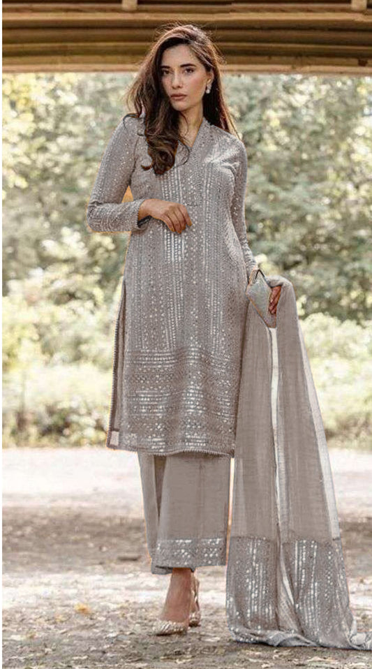 Gery Georgette with Sequence Salwar Suit