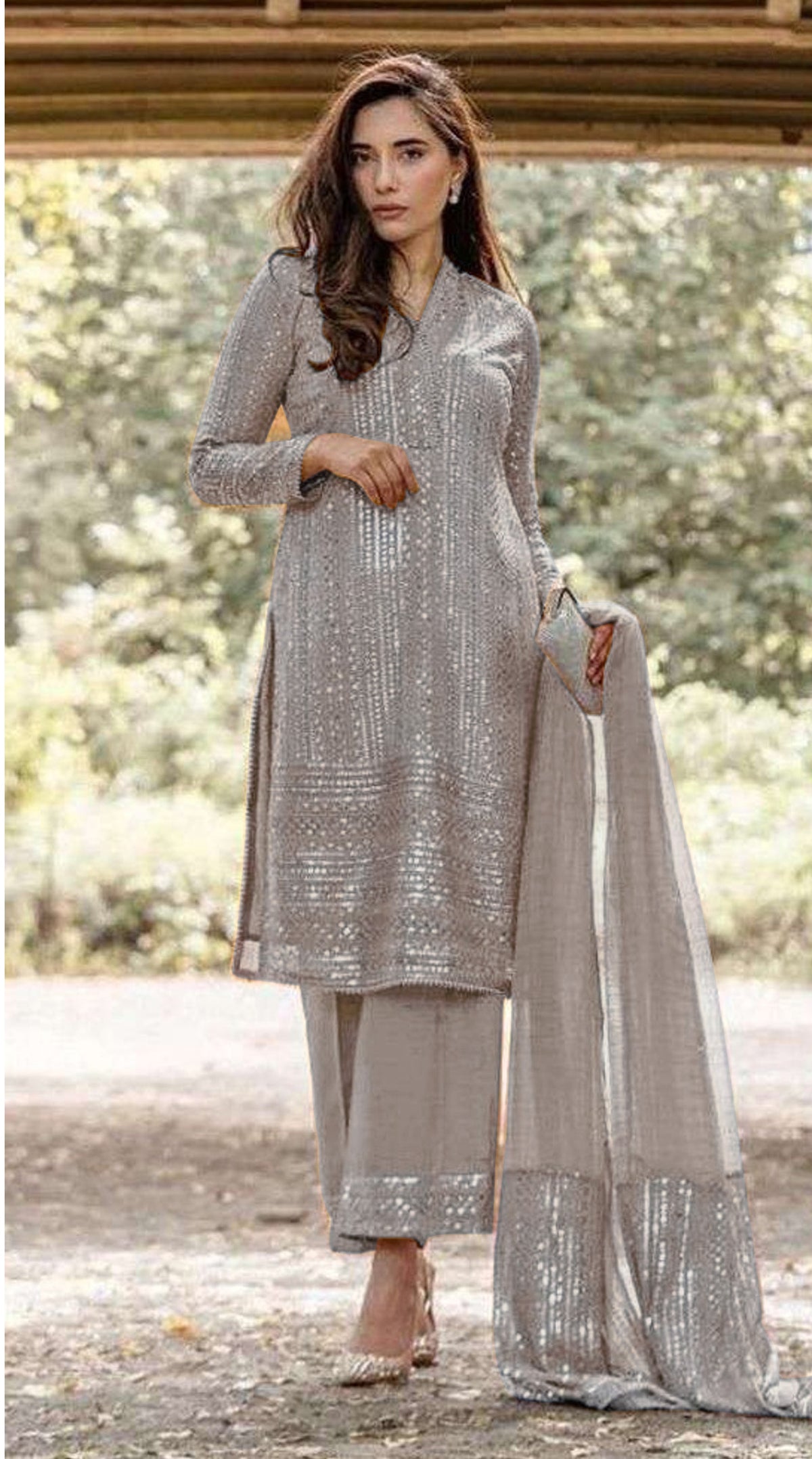 Gery Georgette with Sequence Salwar Suit - Joshindia