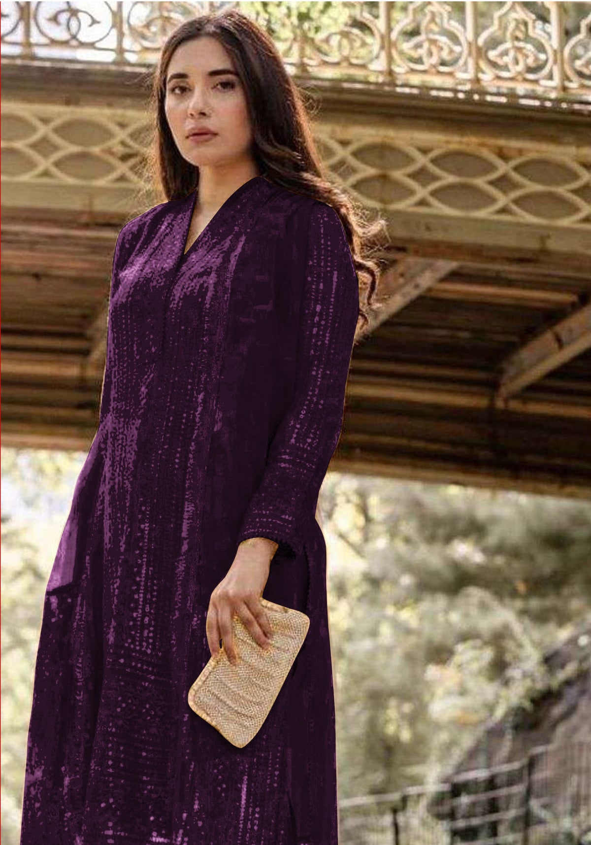 Purple Georgette with Sequence Salwar Suit - Joshindia