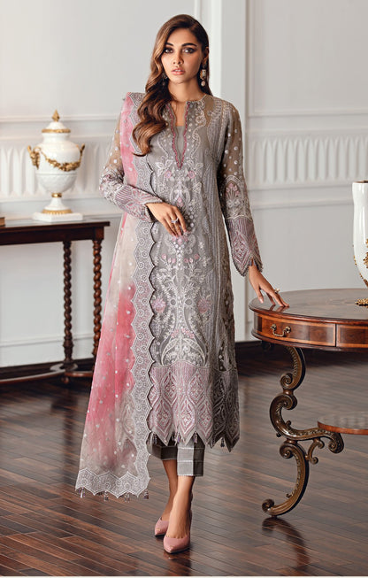 Grey Color Georgette Embroidery suit for woman
