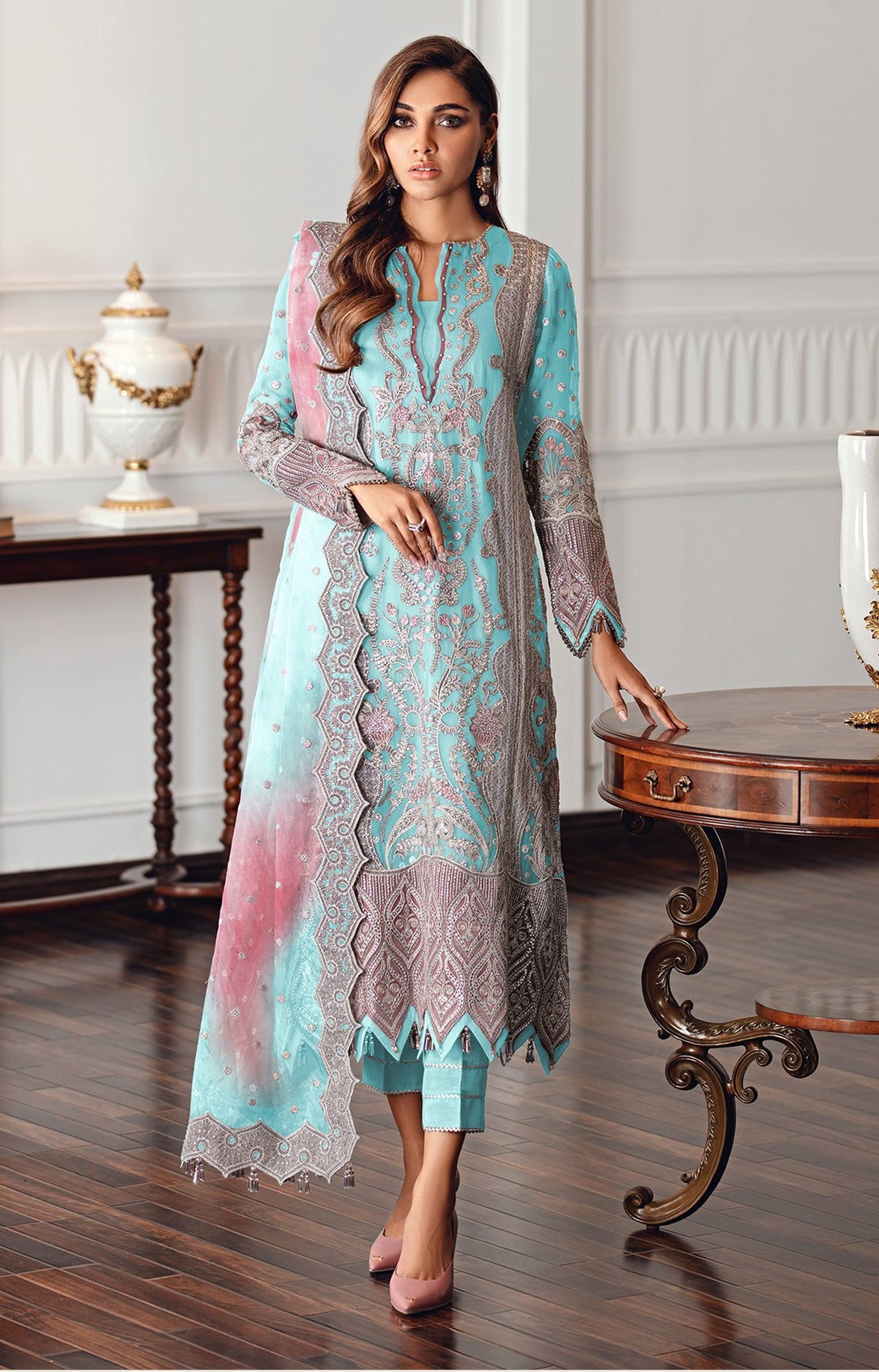 Sky Blue Georgette with Embroidery suit for woman - Joshindia