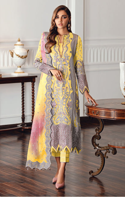 Yellow Color Georgette Embroidery suit for woman
