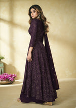Purple Heavy Faux Georgette with Embroided Sharara Salwar Suit - Joshindia