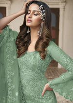Green Color Heavy Butterfly Net Embroided Salwar Suit - Joshindia