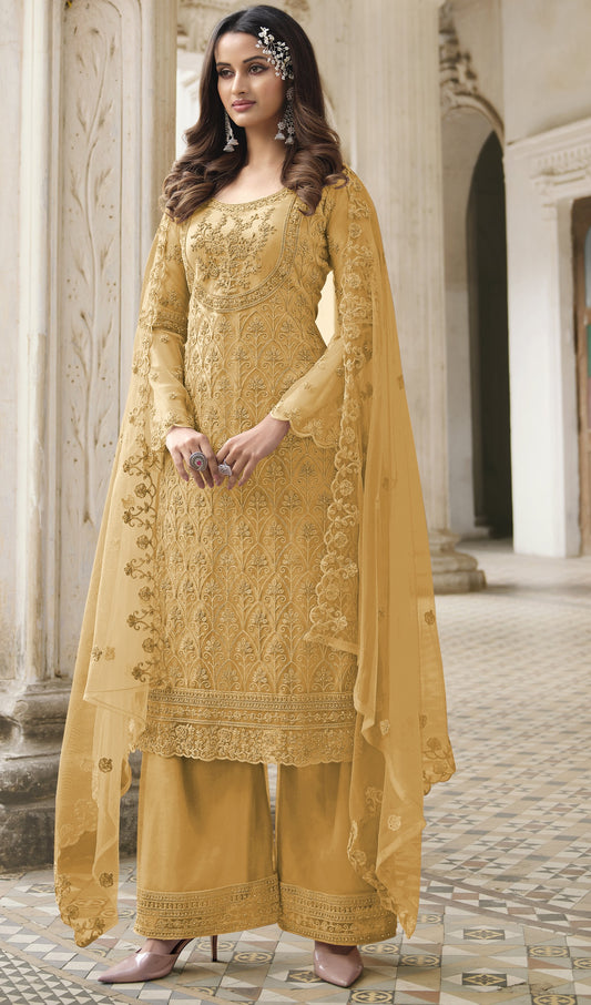 Yellow Color Heavy Butterfly Net Embroided Salwar Suit