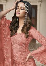 Peach Color Heavy Butterfly Net Embroided Salwar Suit - Joshindia