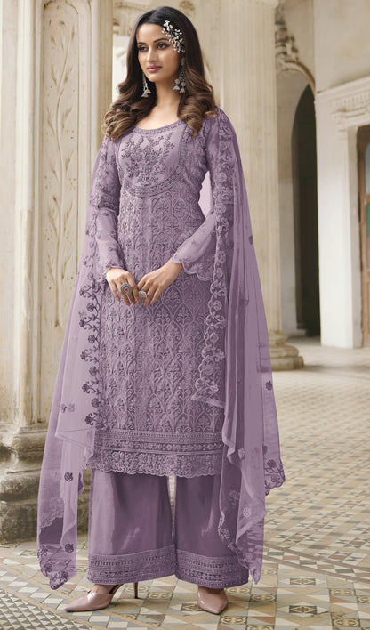 Purple Color Heavy Butterfly Net Embroided Salwar Suit