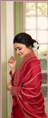 Red Color Silk Georgette Embroided Palazzo Suit - Joshindia