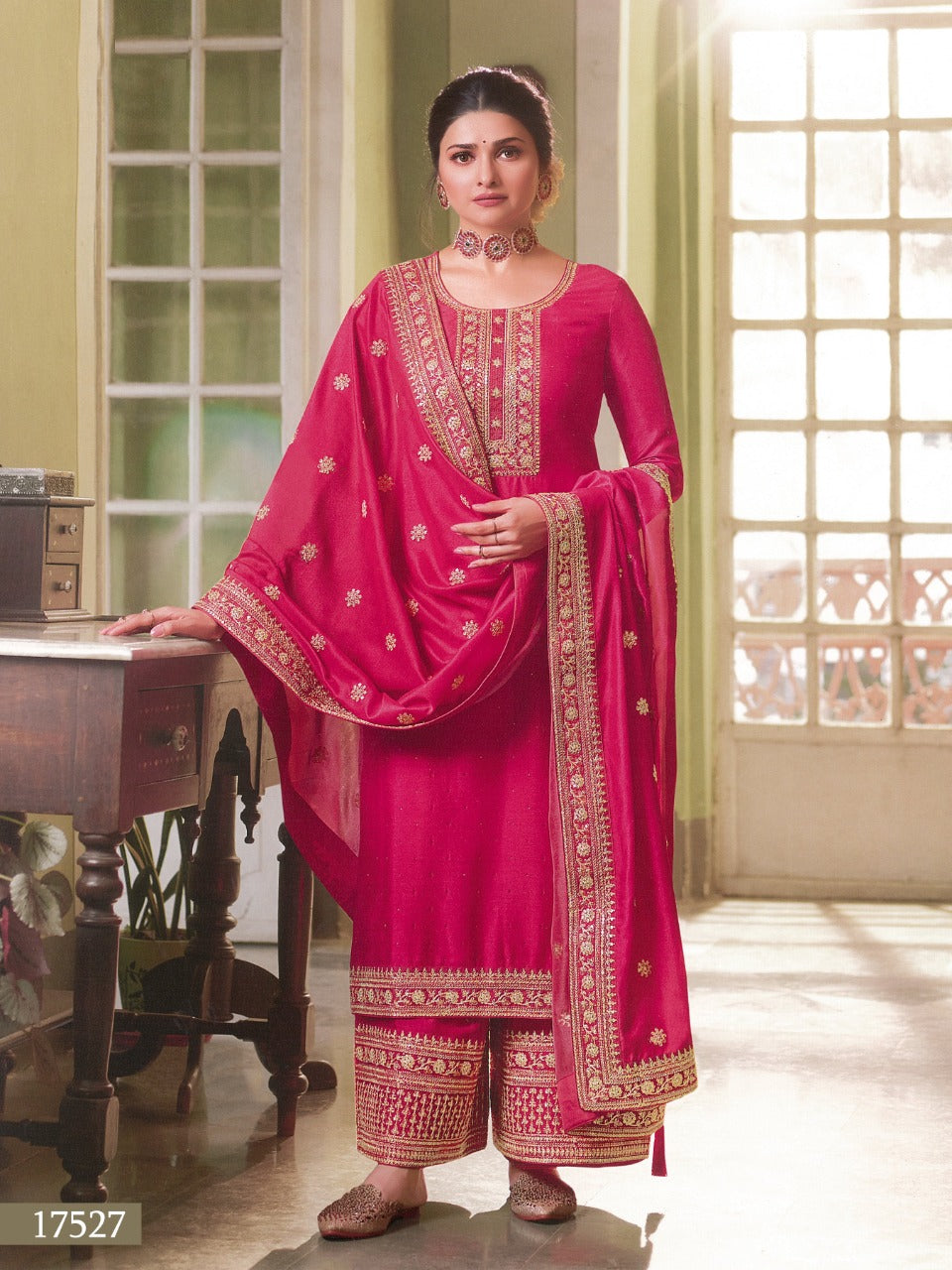 Pink Color Silk Georgette Embroided Palazzo Suit - Joshindia