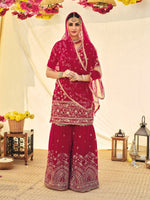 Rani Color Faux Georgette Embroided Sharara suit - Joshindia