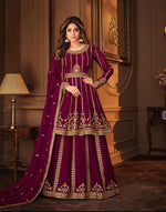 Purple Color Georgette Embroided Semi Stitched Ghaghra Suit - Joshindia