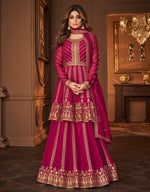 Pink Color Georgette Embroided Semi Stitched Ghaghra Suit - Joshindia