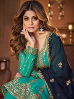 Bottle Green Color Georgette Embroided Semi Stitched Ghaghra Suit - Joshindia