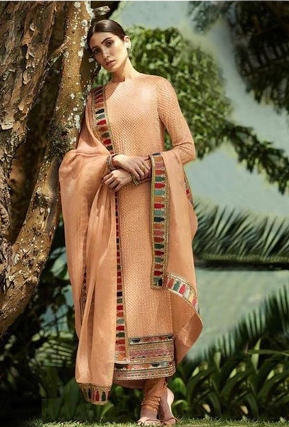 Orange Color Heavy Faux Georgette With Sequence Work Churidar Salwar Suit