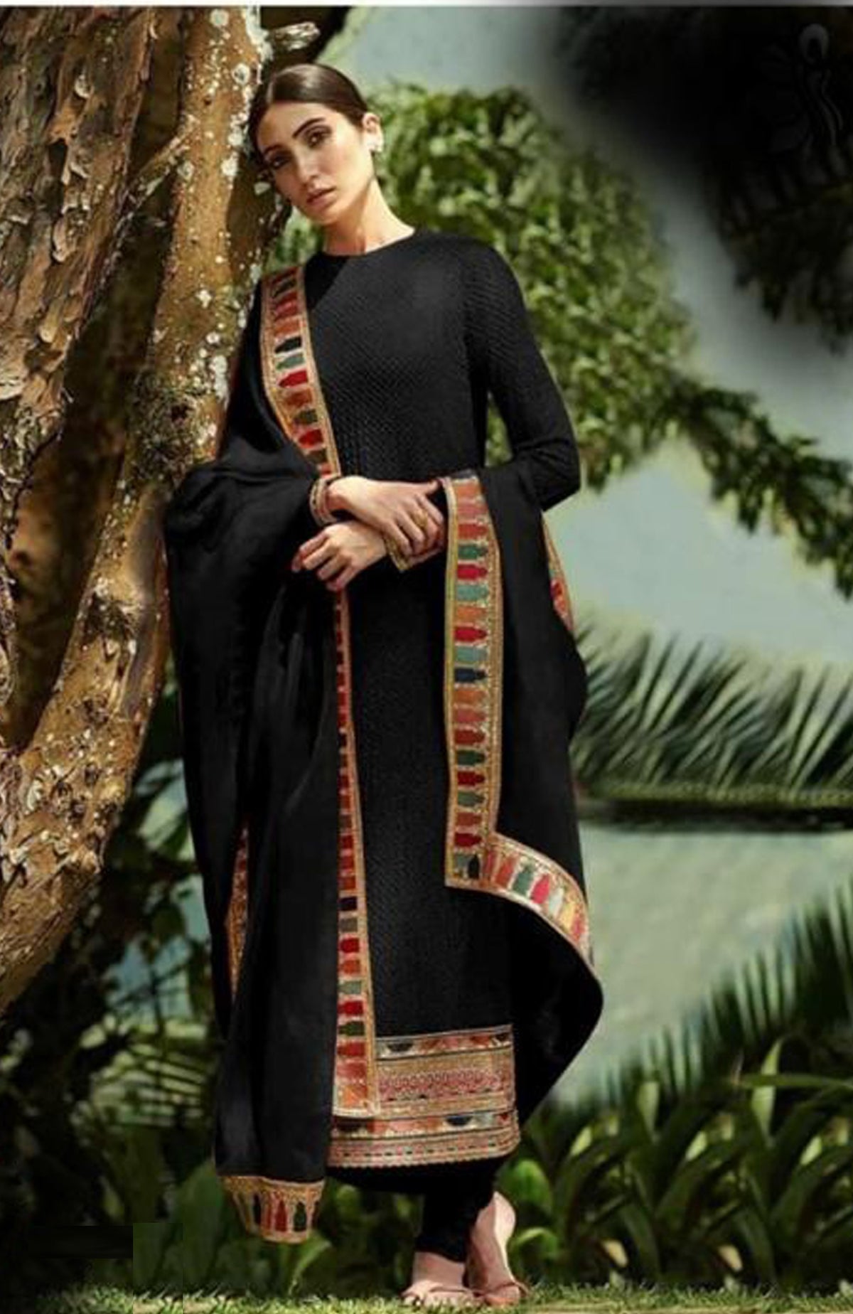 BLack Color Heavy Faux Georgette With Sequence Work Churidar Salwar Suit - Joshindia