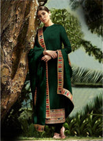 Dark Green Color Heavy Faux Georgette With Sequence Work Churidar Salwar Suit - Joshindia